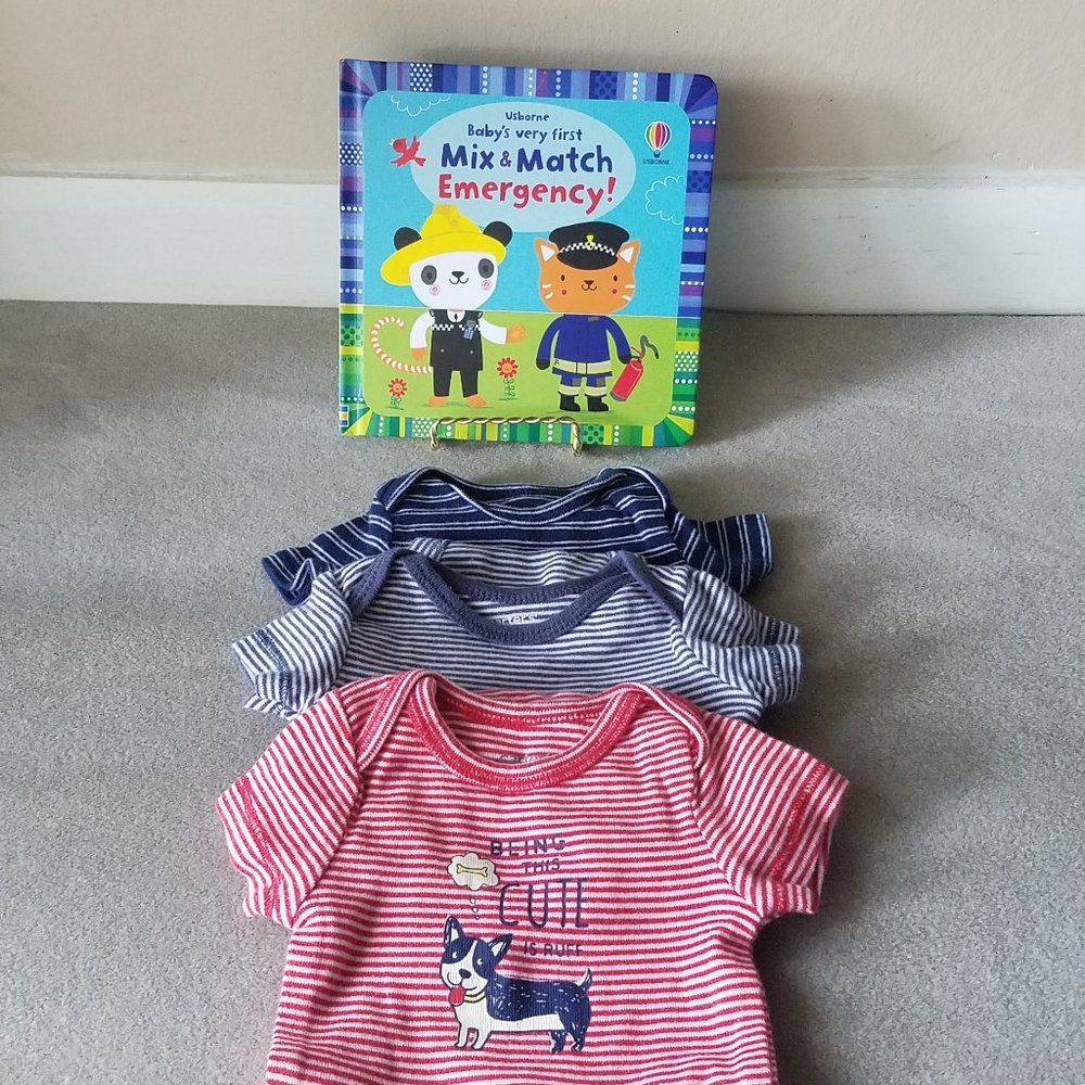 Read With Me Bundle (Includes Usborne Board Book and 3 Carter's NB Onesies)